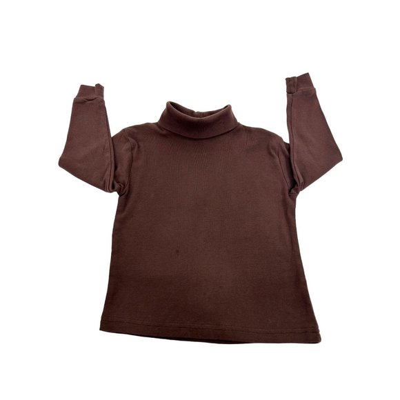 Dino Dee Toddler Turtleneck 5 Years Unisex Long Sleeves Solid Brown 100% Cotton - Picture 6 of 7
